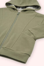 Erkek Bebek Haki Fermuarli Sweatshirt - Resim 3