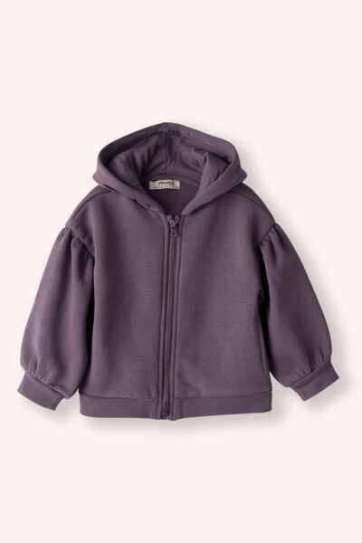 Kiz Bebek Fermuarli Mor Sweatshirt - Resim 1