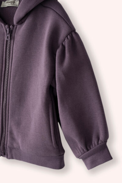 Kiz Bebek Fermuarli Mor Sweatshirt - Resim 2