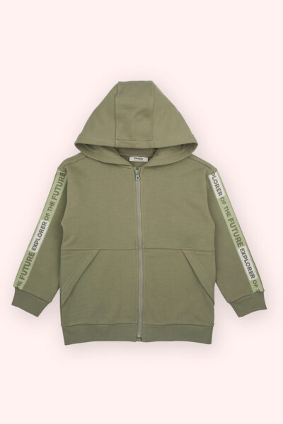 Erkek Cocuk Haki Fermuarli Sweatshirt - Resim 1