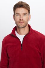 Unisex Standart Fit Anti Pilling Tuylenme Yapmayan Soguk Gecirmez Bordo Dik Yaka Polar Sweatshirt - Resim 1