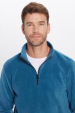 Unisex Standart Fit Rahat Kesim Tuylenme Yapmayan Soguk Gecirmez Indigo Dik Yaka Polar Sweatshirt - Resim 2