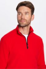 Unisex Standart Fit Anti Pilling Tuylenme Yapmayan Soguk Gecirmez Kirmizi Dik Yaka Polar Sweatshirt - Resim 1