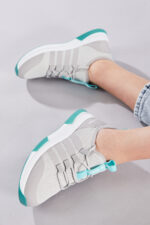 Unisex Gri Yesil Spor Ayakkabi Tbqnt - Resim 4