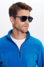 Unisex Standart Fit Anti Pilling Tuylenme Yapmayan Soguk Gecirmez Sax Mavi Dik Yaka Polar Sweatshirt - Resim 4