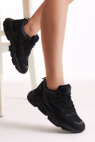 Unisex Siyah Spor Ayakkabi Tb251 - Resim 2