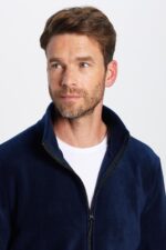 Unisex Lacivert Anti Pilling Tuylenme Yapmayan Standart Fit Tam Fermuarli Soguk Gecirmez Polar Hirka - Resim 2