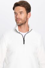 Unisex Standart Fit Anti Pilling Tuylenme Yapmayan Soguk Gecirmez Ekru Dik Yaka Polar Sweatshirt - Resim 1