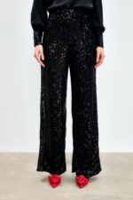 Kemerli Payet Pantolon Siyah - Resim 3