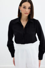 Klasik Duz Gomlek Siyah - Resim 4