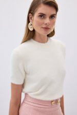 Sakalli Kisa Kol Triko Ekru - Resim 1