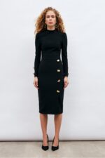 Dugme Detayli Kalem Etek Siyah - Resim 2