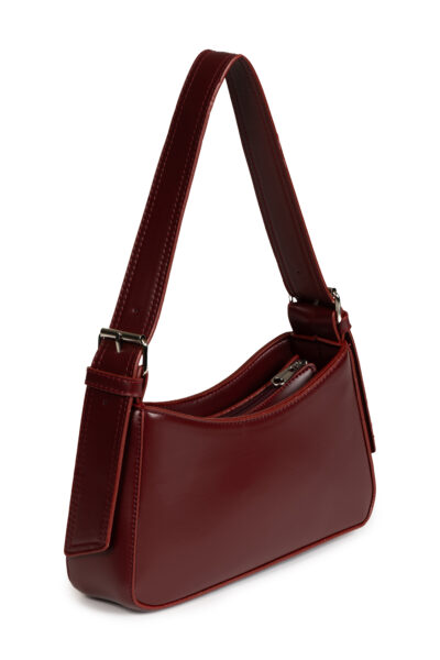 Kadin Astarli Ici Gozlu Aski Detayli Bordo Baget Canta - Resim 1