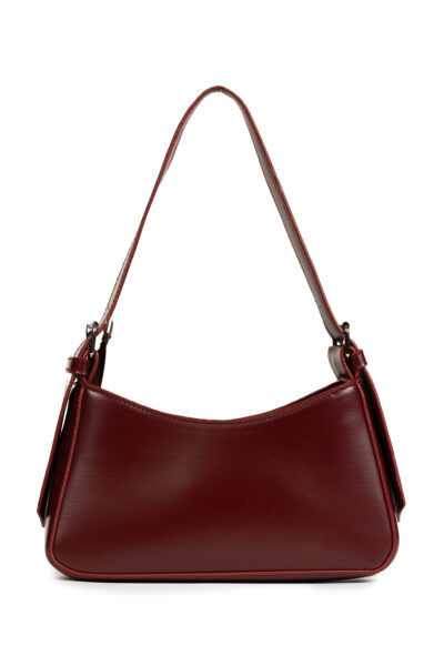 Kadin Astarli Ici Gozlu Aski Detayli Bordo Baget Canta - Resim 2