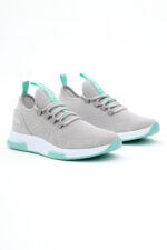 Unisex Gri Yesil Nefes Alabilen Kumas Poli Taban Bagcikli Spor Ayakkabi - Resim 4