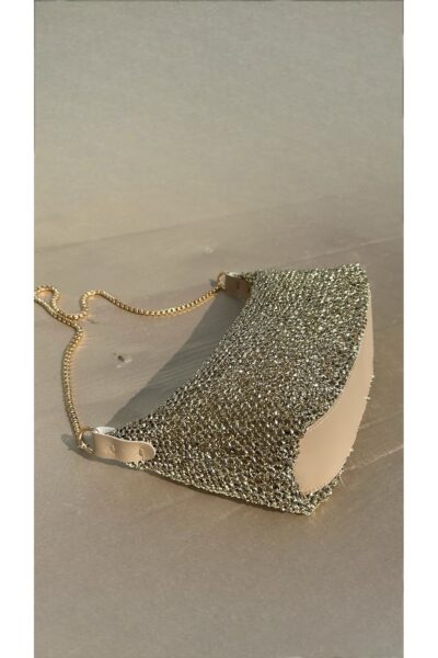 Kadin Isiltili File Orme Zincirli El Ve Omuz Cantasi - Resim 2