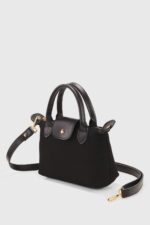 Siyah Kanvas Pu Deri Kadin Capraz Askili Cok Yonlu Canta - Resim 2