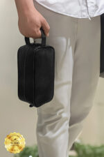 Vegan Deri Kisisel Bakim Ve Seyehat Canta Genis Hacimli El Cantasi Siyah 140 001 - Resim 3