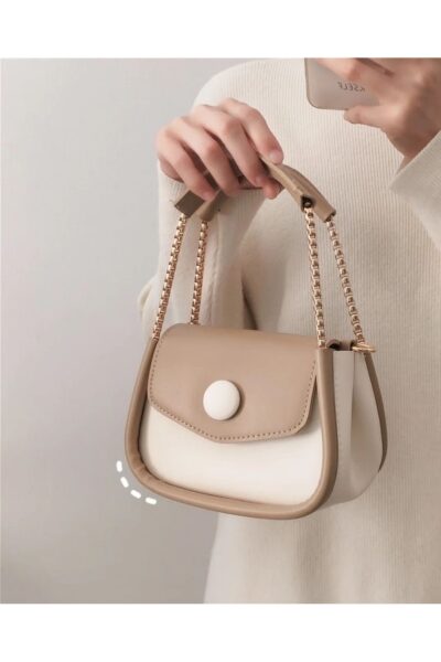 Std Kadin Vizon Krem Zincirli Baget Canta Klasik - Resim 1