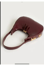 Kadin Rugan Deri Sorelis Baget Cherry Bag Fermuar Kapamali Aski Detayli Kol Cantasi - Resim 2