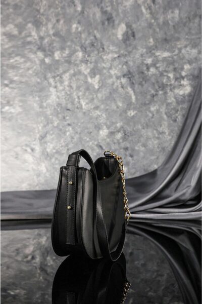 Siyah Fermuarli Astarli Ayarlanabilir Askili El Ve Omuz Cantasi - Resim 2