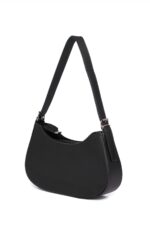 Kadin Astarli Ici Gozlu Siyah Oval Baget Canta - Resim 2