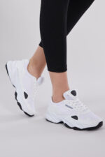 Unisex Beyaz Siyah Spor Ayakkabi Zhr - Resim 3