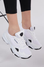 Unisex Beyaz Siyah Spor Ayakkabi Zhr - Resim 4