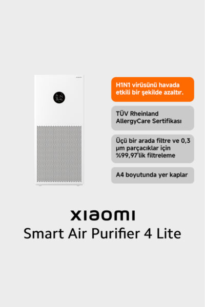 Air Purifier 4 Lite Akilli Hava Temizleyici Beyaz Xiaomi Turkiye Garantili - Resim 1