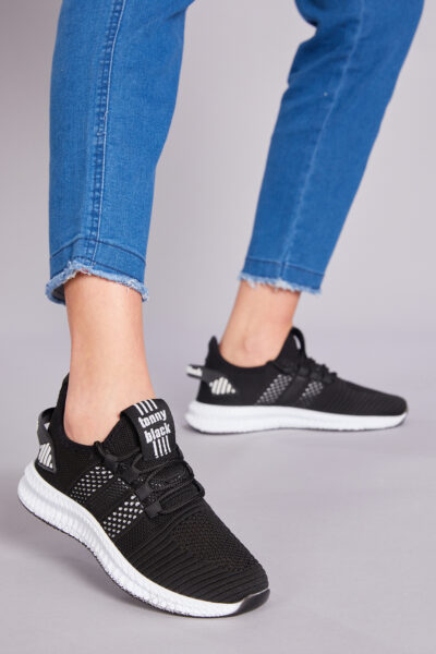 Unisex Siyah Beyaz Spor Ayakkabi Tbidl - Resim 2