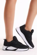 Unisex Siyah Beyaz Spor Ayakkabi V2901 - Resim 1