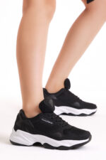 Unisex Siyah Beyaz Spor Ayakkabi Zhr - Resim 1