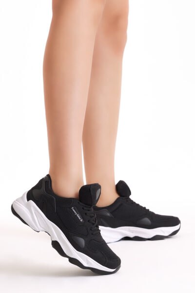 Unisex Siyah Beyaz Spor Ayakkabi Zhr - Resim 2