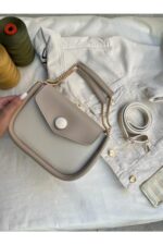 Std Kadin Vizon Krem Zincirli Baget Canta Klasik - Resim 4