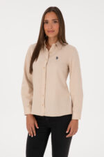USPoloAssn Kadin Camel Uzun Kollu Basic Gomlek 50316711 Vr015