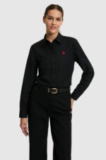 USPoloAssn Kadin Lacivert Uzun Kollu Basic Gomlek 50316711 Vr033
