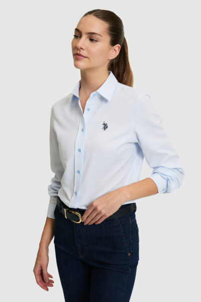 USPoloAssn Kadin Acik Mavi Uzun Kollu Basic Gomlek 50316711 Vr003