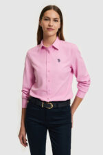USPoloAssn Kadin Acik Mavi Uzun Kollu Basic Gomlek 50316711 Vr003